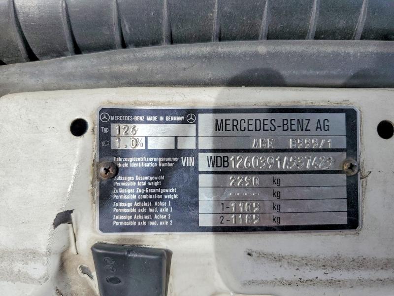 Продаж на аукціоні авто 1990 Mercedes Benz 560, vin: WDB1260391A537423, номер лоту: 49578636