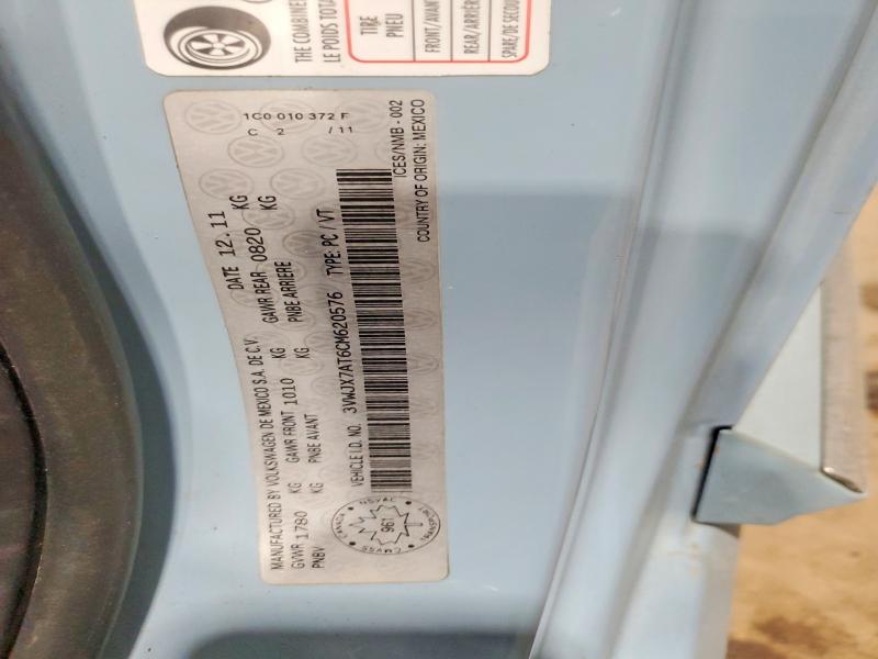 48295776 :رقم المزاد ، 3VWJX7AT6CM620576 vin ، 2012 Volkswagen Beetle مزاد بيع