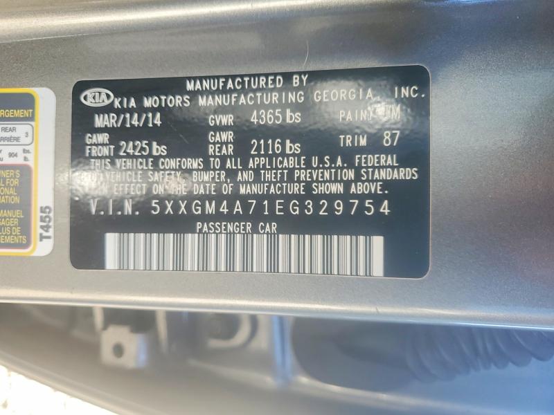 2014 Kia Optima მანქანა იყიდება აუქციონზე, vin: 5XXGM4A71EG329754, აუქციონის ნომერი: 47890856