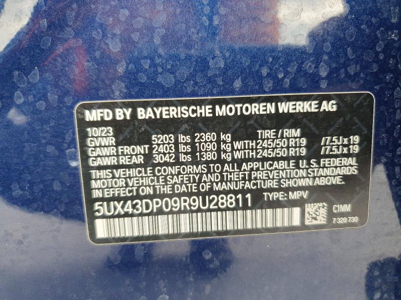 Aukcja sprzedaży 2024 Bmw X3, vin: 5UX43DP09R9U28811, numer aukcji: 51010406