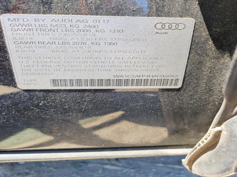 Aukcja sprzedaży 2017 Audi Q5, vin: WA1C2AFP4HA098662, numer aukcji: 50488306