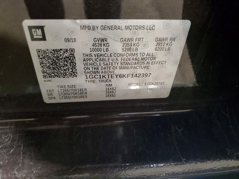 Aukcja sprzedaży 2019 Chevrolet Silverado, vin: 1GC1KTEY6KF142397, numer aukcji: 49428606