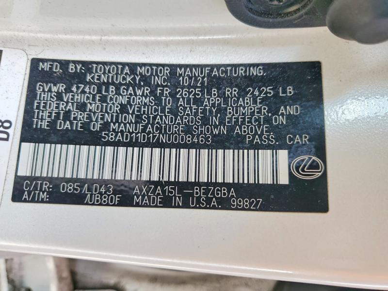 Продажа на аукционе авто 2022 Lexus Es 250, vin: 58AD11D17NU008463, номер лота: 51024336