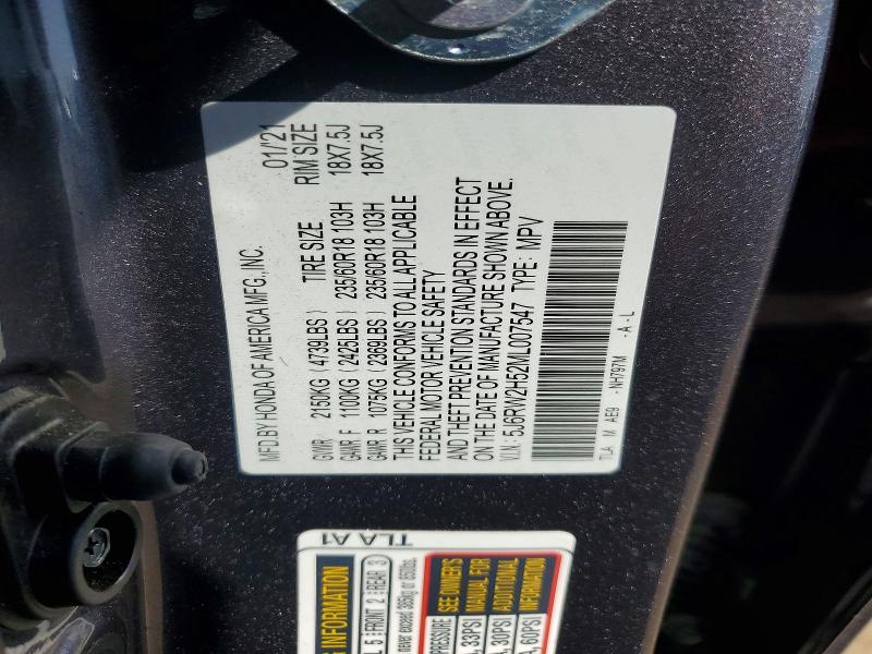 Aukcja sprzedaży 2021 Honda Cr-v, vin: 5J6RW2H52ML007547, numer aukcji: 51020806
