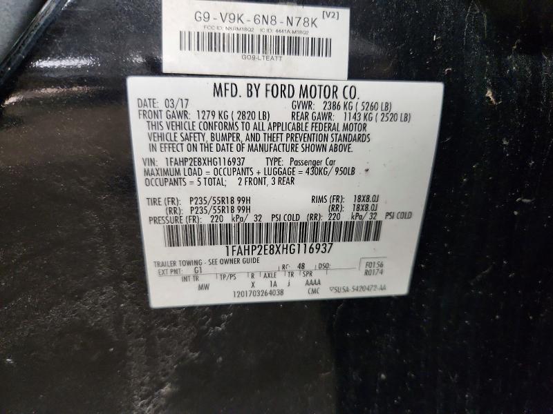 Продаж на аукціоні авто 2017 Ford Taurus, vin: 1FAHP2E8XHG116937, номер лоту: 49454106