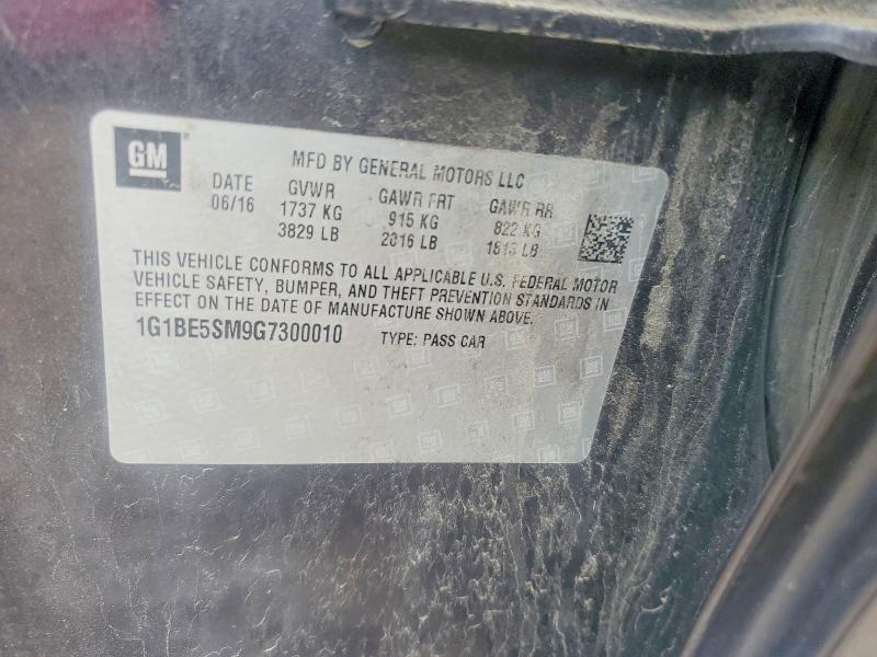 50091396 :رقم المزاد ، 1G1BE5SM9G7300010 vin ، 2016 Chevrolet Cruze مزاد بيع