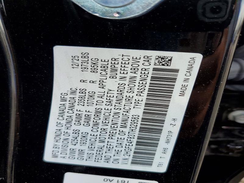 49290016 :رقم المزاد ، 2HGFE4F83TH329583 vin ، 2026 Honda Civic مزاد بيع