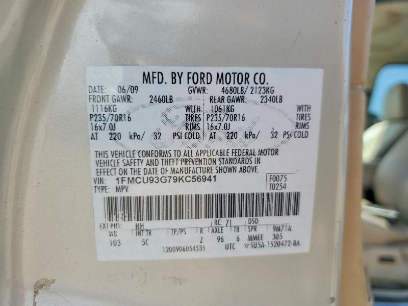 Aukcja sprzedaży 2009 Ford Escape, vin: 1FMCU93G79KC56941, numer aukcji: 50368386