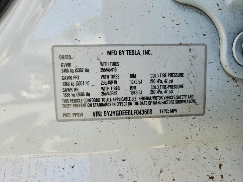 Aukcja sprzedaży 2020 Tesla Model Y, vin: 5YJYGDEE0LF043608, numer aukcji: 51722596