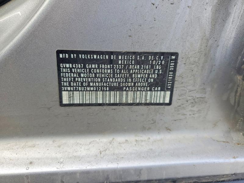 Продажа на аукционе авто 2021 Volkswagen Jetta, vin: 3VW6T7BU2MM012158, номер лота: 50909126