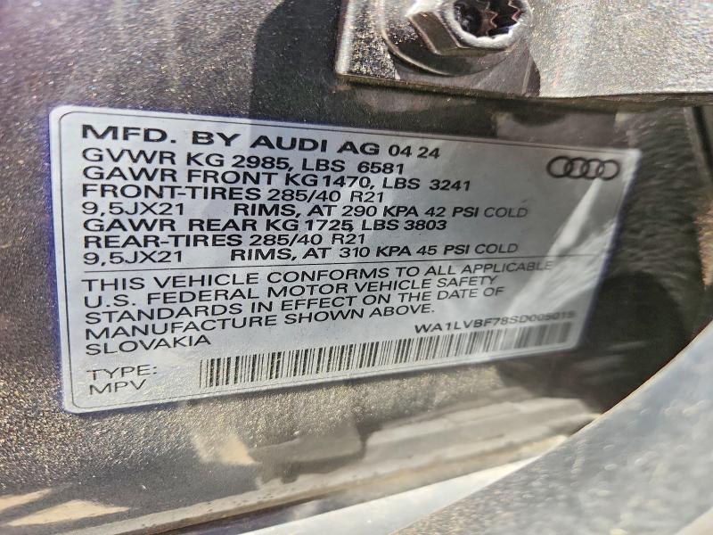 2025 Audi Q7 მანქანა იყიდება აუქციონზე, vin: WA1LVBF78SD005015, აუქციონის ნომერი: 48608726