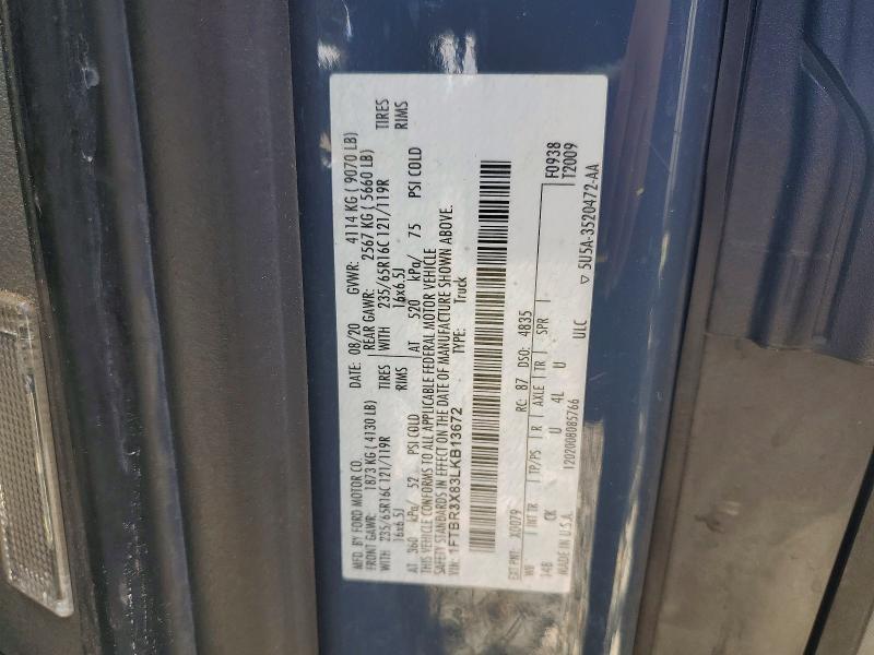 48238356 :رقم المزاد ، 1FTBR3X83LKB13672 vin ، 2020 Ford Transit مزاد بيع