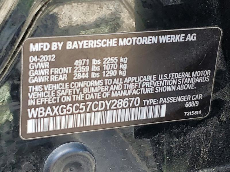 Aukcja sprzedaży 2012 Bmw 5 Series, vin: WBAXG5C57CDY28670, numer aukcji: 49610756