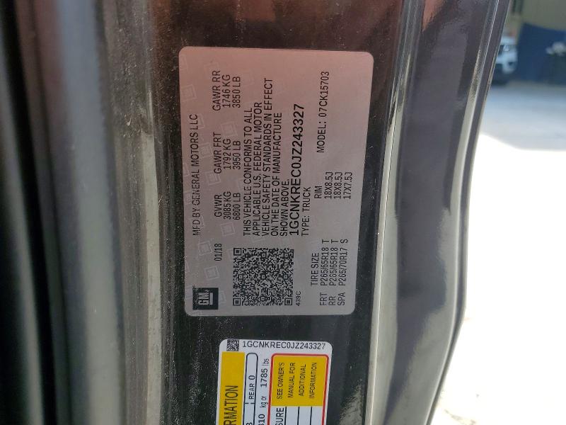 Продажа на аукционе авто 2018 Chevrolet Silverado, vin: 1GCNKREC0JZ243327, номер лота: 49972516