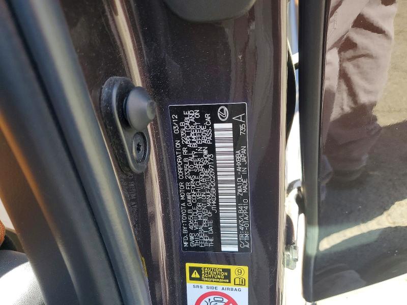 Aukcja sprzedaży 2012 Lexus Ct, vin: JTHKD5BH2C2097173, numer aukcji: 50509816