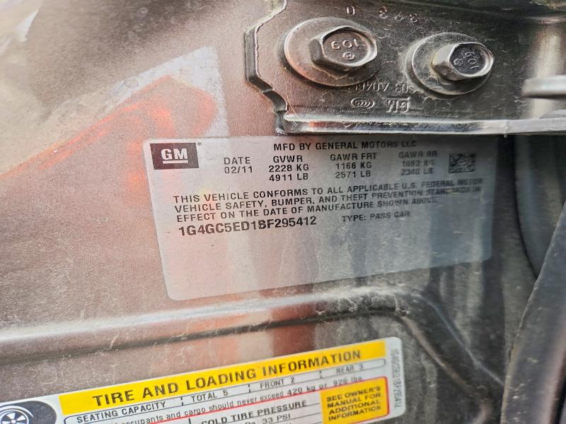 2011 Buick Lacrosse მანქანა იყიდება აუქციონზე, vin: 1G4GC5ED1BF295412, აუქციონის ნომერი: 48433376
