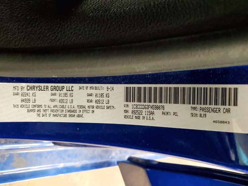 Aukcja sprzedaży 2015 Chrysler 200, vin: 1C3CCCDG3FN598078, numer aukcji: 50685916