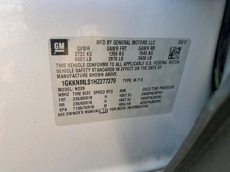 Продаж на аукціоні авто 2017 Gmc Acadia, vin: 1GKKNMLS1HZ277279, номер лоту: 48632736