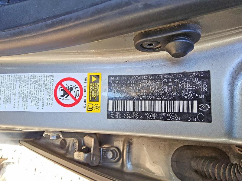 50291716 :رقم المزاد ، JTHBW1GG4F2095707 vin ، 2015 Lexus Es 300h مزاد بيع