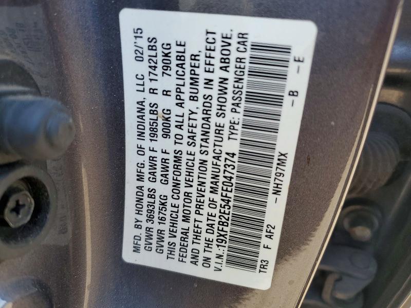 Aukcja sprzedaży 2015 Honda Civic, vin: 19XFB2E54FE047374, numer aukcji: 50123206