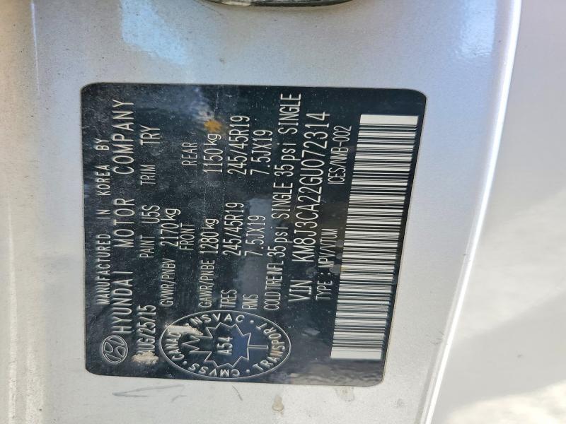 2016 Hyundai Tucson მანქანა იყიდება აუქციონზე, vin: KM8J3CA22GU072314, აუქციონის ნომერი: 50838216