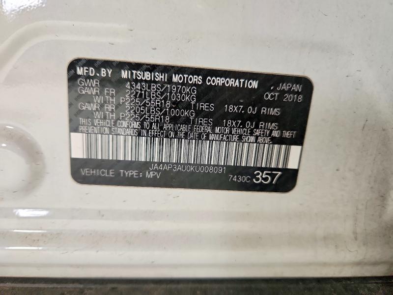 Aukcja sprzedaży 2019 Mitsubishi Outlander Sport, vin: JA4AP3AU0KU008091, numer aukcji: 48999826