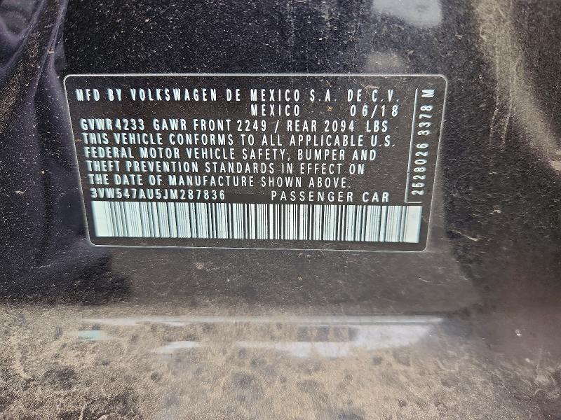 Aukcja sprzedaży 2018 Volkswagen Gti, vin: 3VW547AU5JM287836, numer aukcji: 50436376