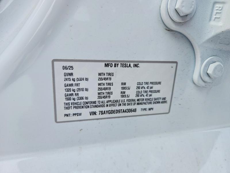 48387526 :رقم المزاد ، 7SAYGDED9TA430648 vin ، 2026 Tesla Model Y مزاد بيع