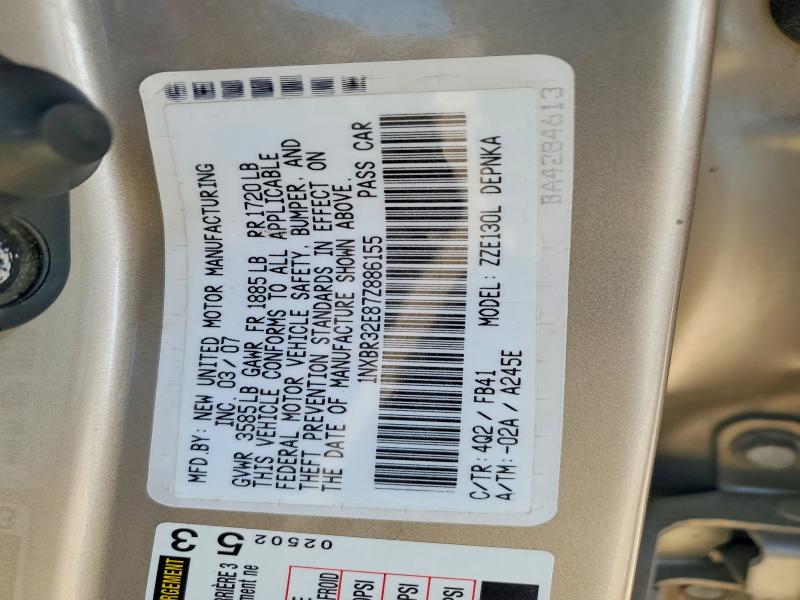 Aukcja sprzedaży 2007 Toyota Corolla, vin: 1NXBR32E87Z886155, numer aukcji: 50762776