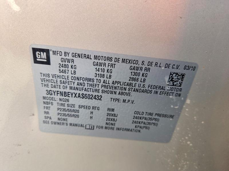 2010 Cadillac Srx მანქანა იყიდება აუქციონზე, vin: 3GYFNBEYXAS602432, აუქციონის ნომერი: 48934816