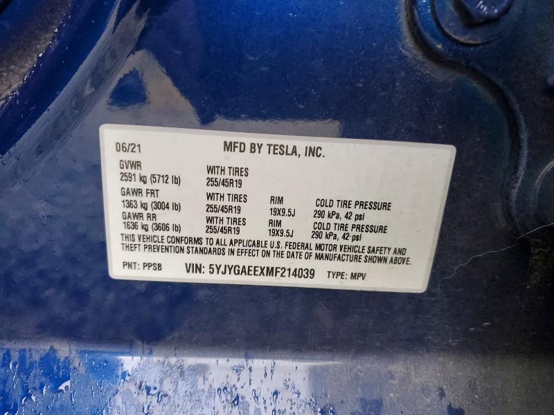 Продаж на аукціоні авто 2021 Tesla Model Y, vin: 5YJYGAEEXMF214039, номер лоту: 51646846