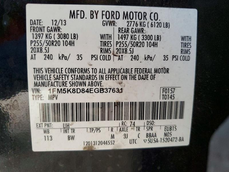Продажа на аукционе авто 2014 Ford Explorer, vin: 1FM5K8D84EGB37631, номер лота: 49658416