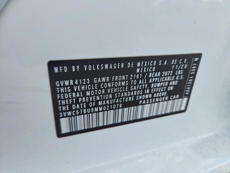 49491716 :رقم المزاد ، 3VWC57BU9MM021078 vin ، 2021 Volkswagen Jetta مزاد بيع