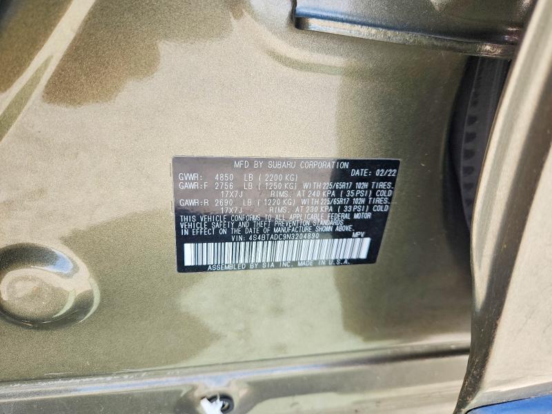 Aukcja sprzedaży 2022 Subaru Outback, vin: 4S4BTADC9N3204890, numer aukcji: 49300416