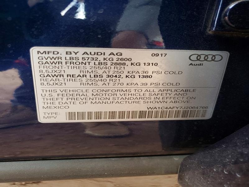Продажа на аукционе авто 2018 Audi Sq5, vin: WA1C4AFY7J2064766, номер лота: 47193176