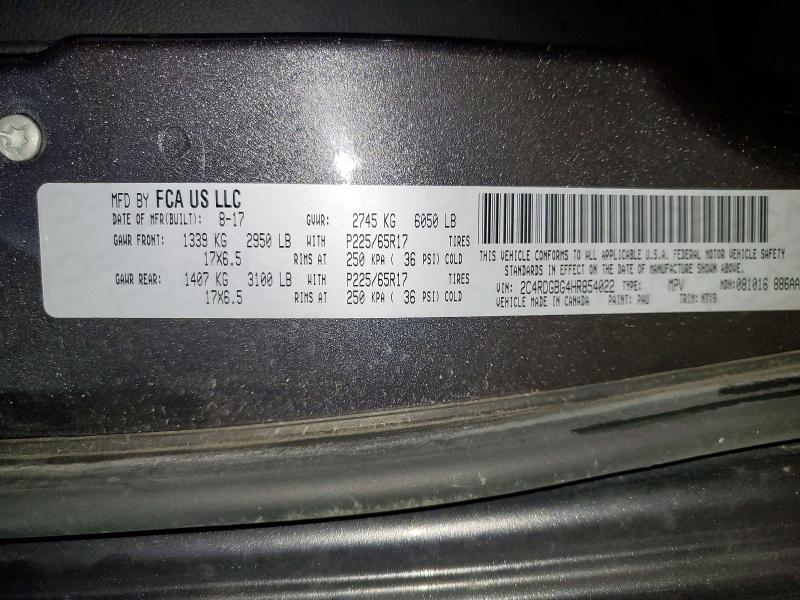 Продаж на аукціоні авто 2017 Dodge Grand Caravan, vin: 2C4RDGBG4HR854022, номер лоту: 52008146