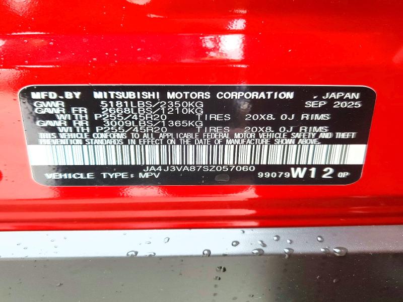 Aukcja sprzedaży 2025 Mitsubishi Outlander, vin: JA4J3VA87SZ057060, numer aukcji: 48540996