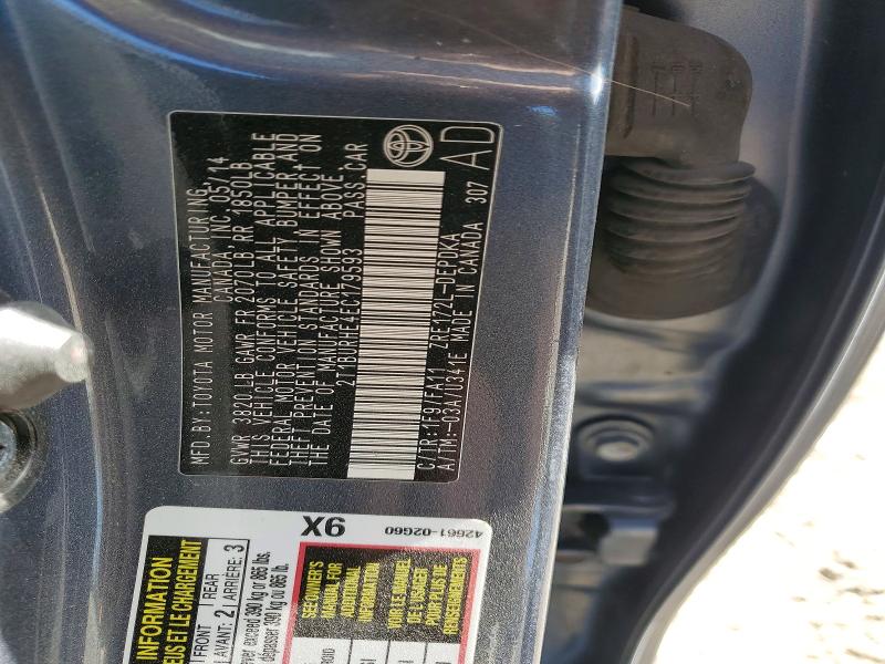 49364066 :رقم المزاد ، 2T1BURHE4EC179593 vin ، 2014 Toyota Corolla مزاد بيع
