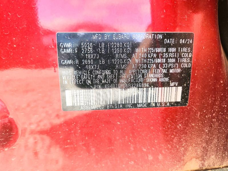 Продаж на аукціоні авто 2024 Subaru Outback, vin: 4S4BTGPD6R3286896, номер лоту: 51460976