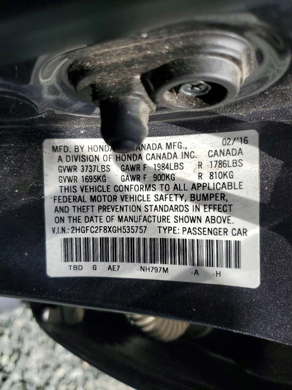 Aukcja sprzedaży 2016 Honda Civic, vin: 2HGFC2F8XGH535757, numer aukcji: 49559606
