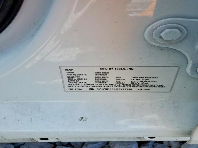 2021 Tesla Model Y მანქანა იყიდება აუქციონზე, vin: 5YJYGDEE4MF197790, აუქციონის ნომერი: 49416966