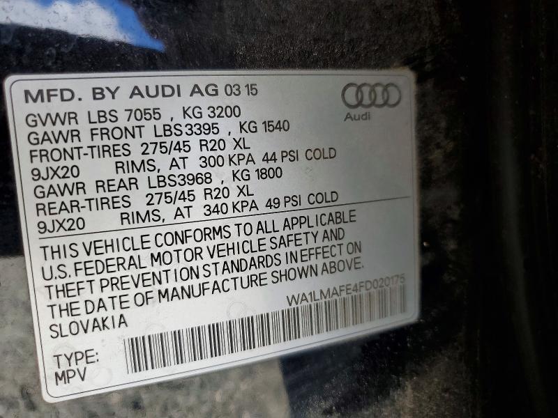 Продажа на аукционе авто 2015 Audi Q7, vin: WA1LMAFE4FD020175, номер лота: 51685426
