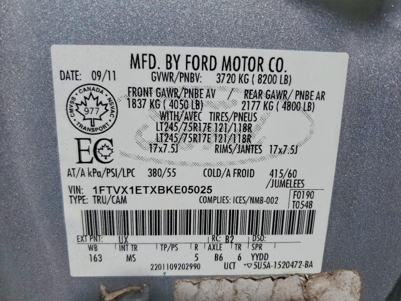 Продаж на аукціоні авто 2011 Ford F150, vin: 1FTVX1ETXBKE05025, номер лоту: 49830266