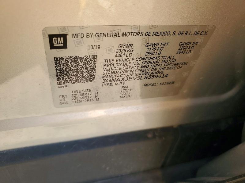 Продажа на аукционе авто 2020 Chevrolet Equinox, vin: 3GNAXJEV5LS559414, номер лота: 50819936