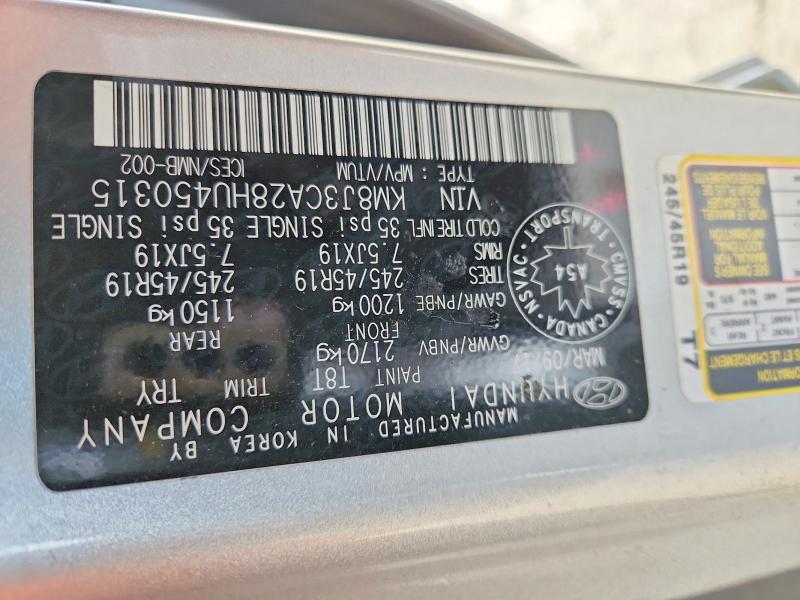 Aukcja sprzedaży 2017 Hyundai Tucson, vin: KM8J3CA28HU450315, numer aukcji: 48691386