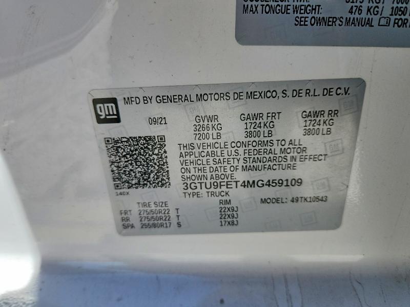 Продажа на аукционе авто 2021 Gmc Sierra, vin: 3GTU9FET4MG459109, номер лота: 48788736