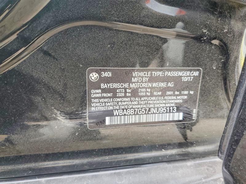 Aukcja sprzedaży 2018 Bmw 340, vin: WBA8B7G57JNU95113, numer aukcji: 51814496