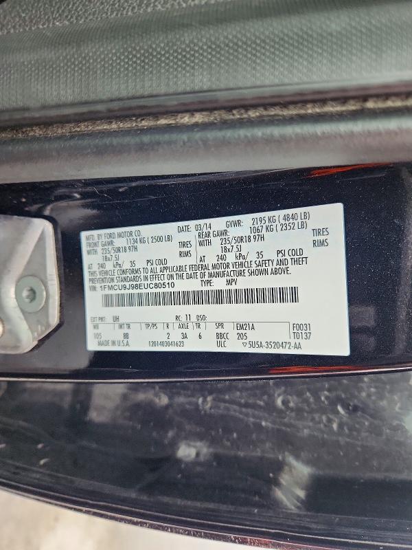 Продажа на аукционе авто 2014 Ford Escape, vin: 1FMCU9J98EUC80510, номер лота: 48407226