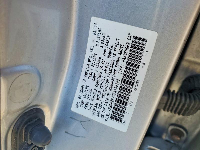 Продажа на аукционе авто 2015 Honda Accord, vin: 1HGCR2F73FA136209, номер лота: 48838256