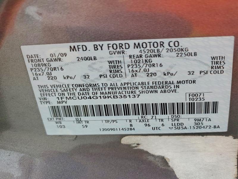 Продажа на аукционе авто 2009 Ford Escape, vin: 1FMCU04G19KB35137, номер лота: 50117166
